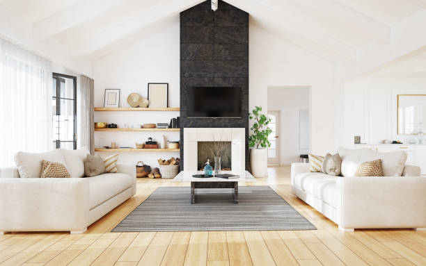 Pacific Painting & Remodeling wallpaper installation in a Columbus living room